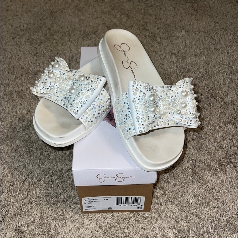 Jessica Simpson Pearl Embellished Slides